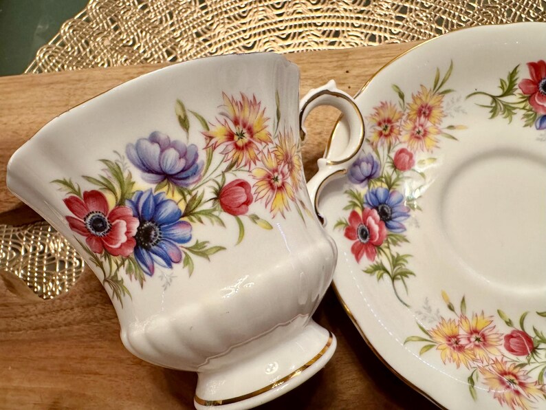 Vintage Paragon “Flower Festival” Bone China Cup and Saucer - Made in England (1957-1960) image 3
