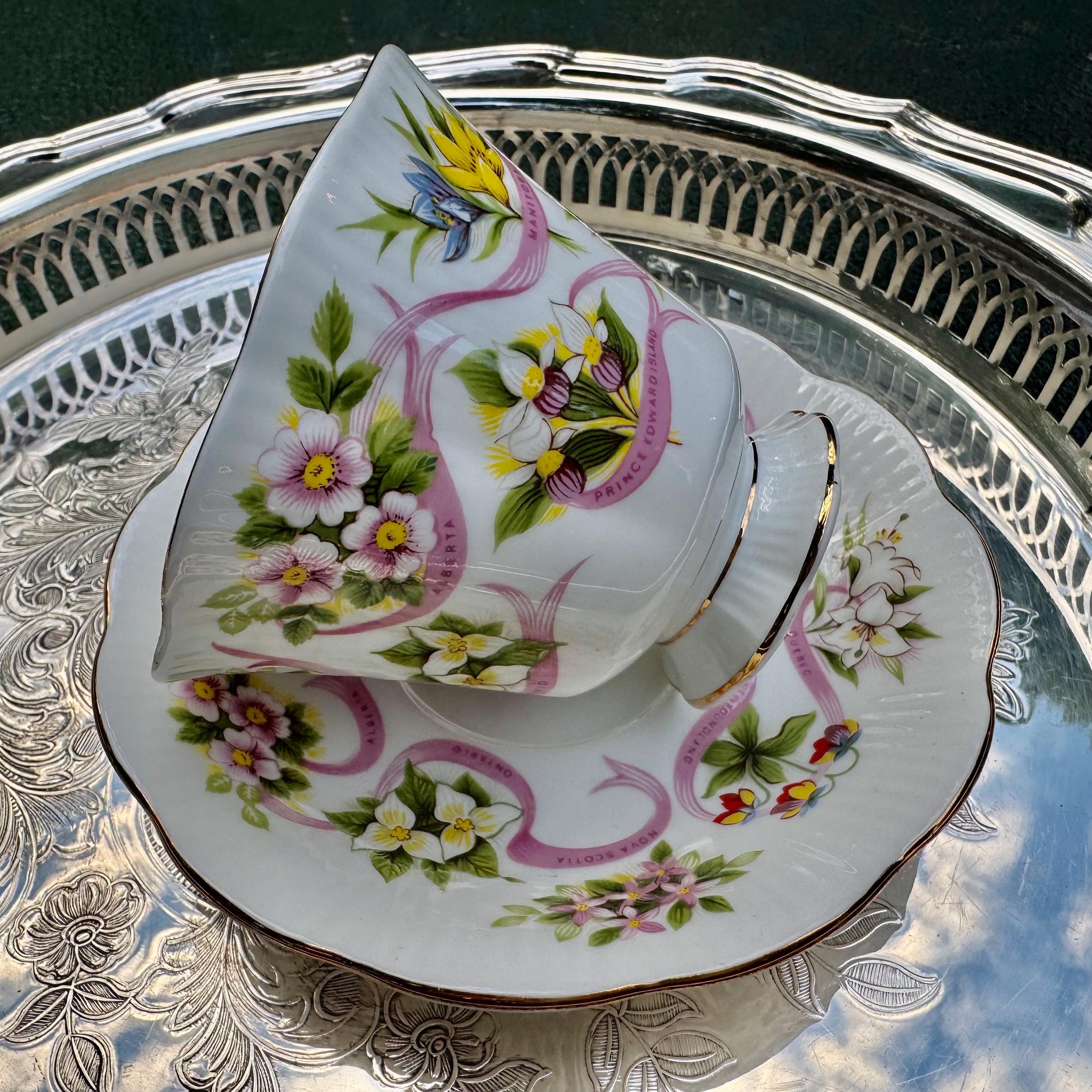 Vintage Royal Albert Teacup & Saucer: "Our Emblems Dear - Canada" Fine Bone China