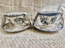222 Fifth “Adelaide” Blue White Floral Bird Ironstone – Teapot or Cup & Saucer Set