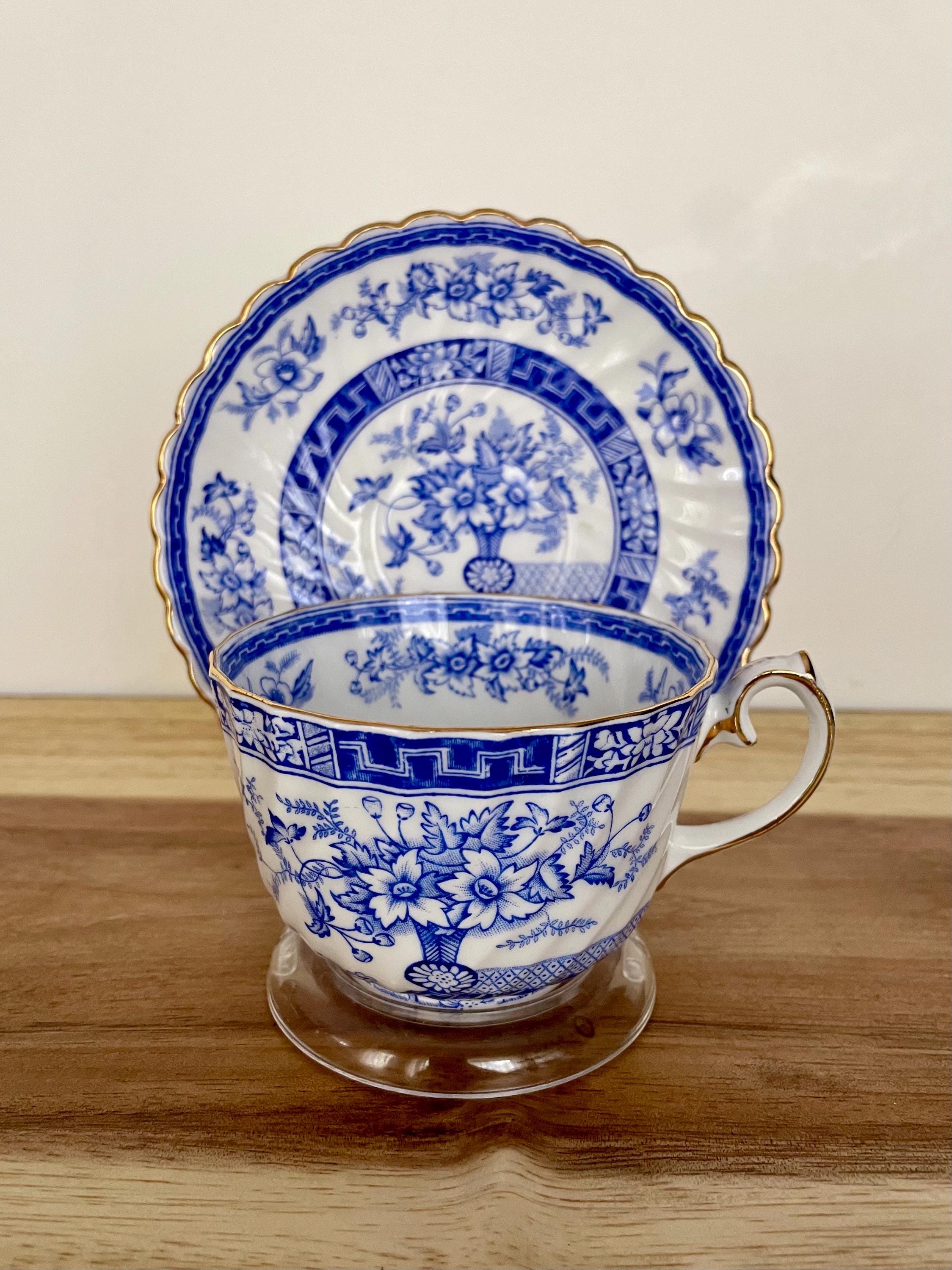 Vintage Gladstone Bone China Cup & Saucer – “Blue Rhapsody” – England