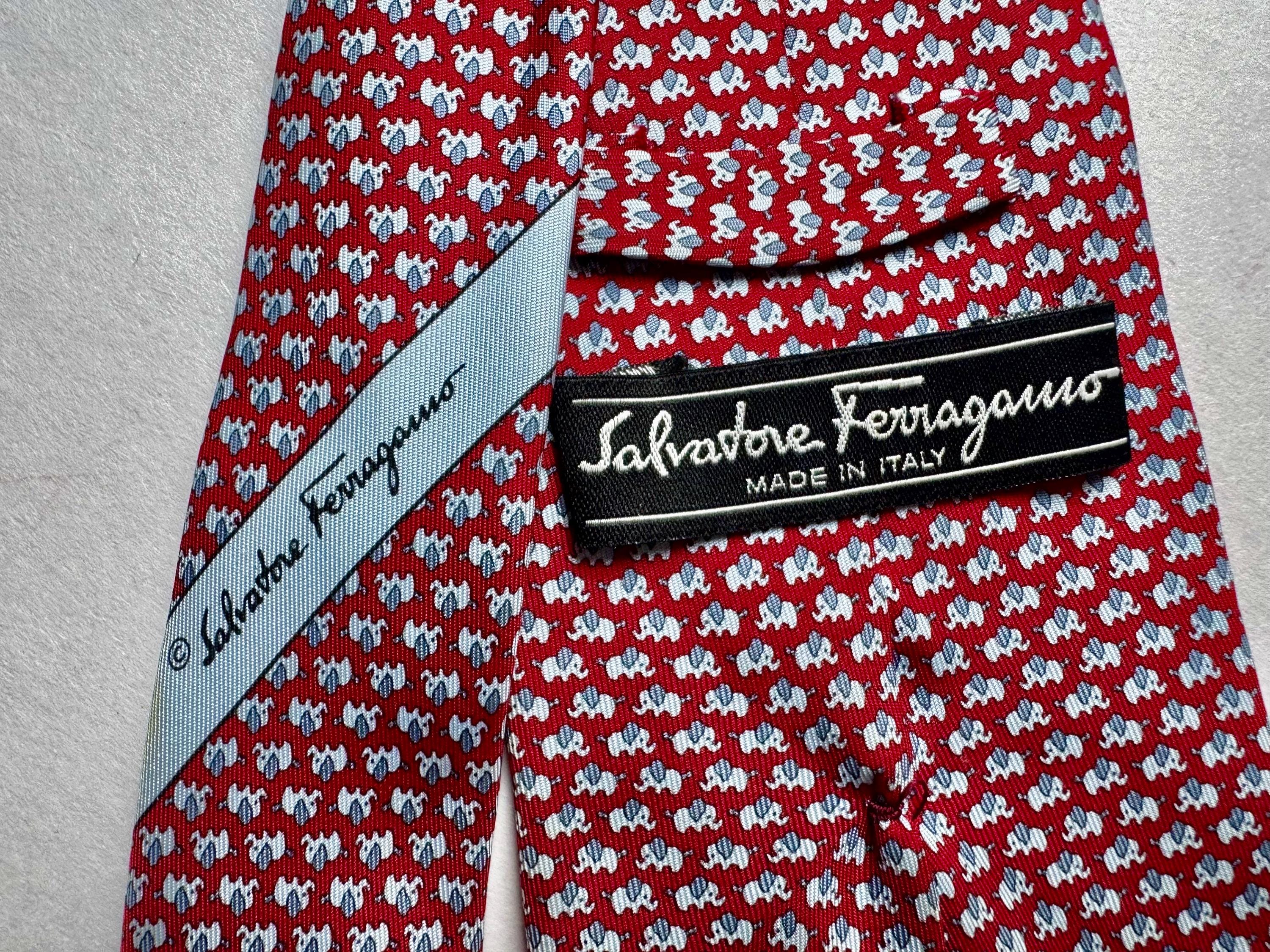 Salvatore Ferragamo Silk Ties – Fox & Elephant Animal Motifs – Designer Neckties – Choice of Two