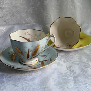 Queen Anne Fine Bone China Teacup Saucer – Wheat Pattern, Made England bild 3