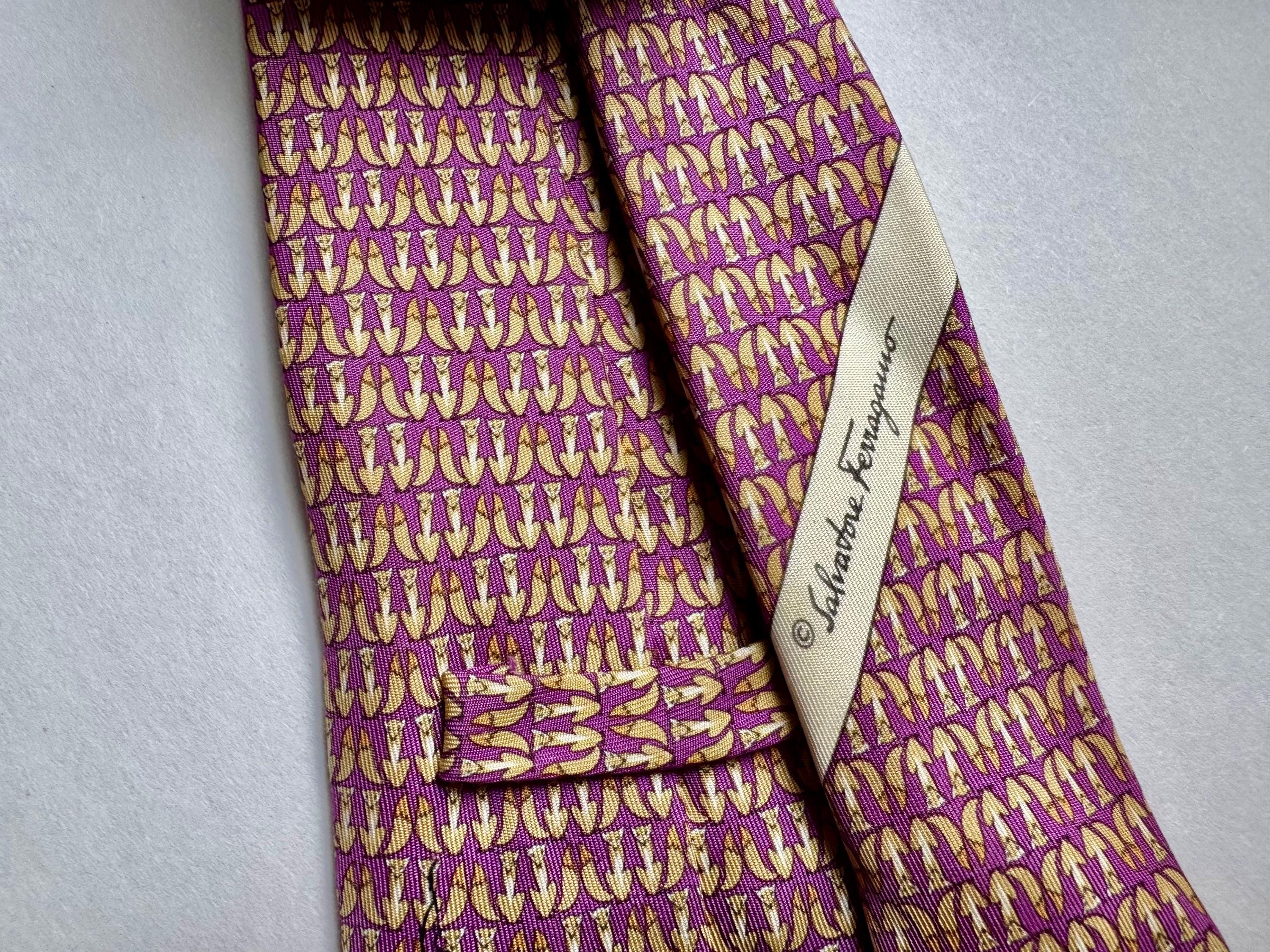 Salvatore Ferragamo Silk Ties – Fox & Elephant Animal Motifs – Designer Neckties – Choice of Two