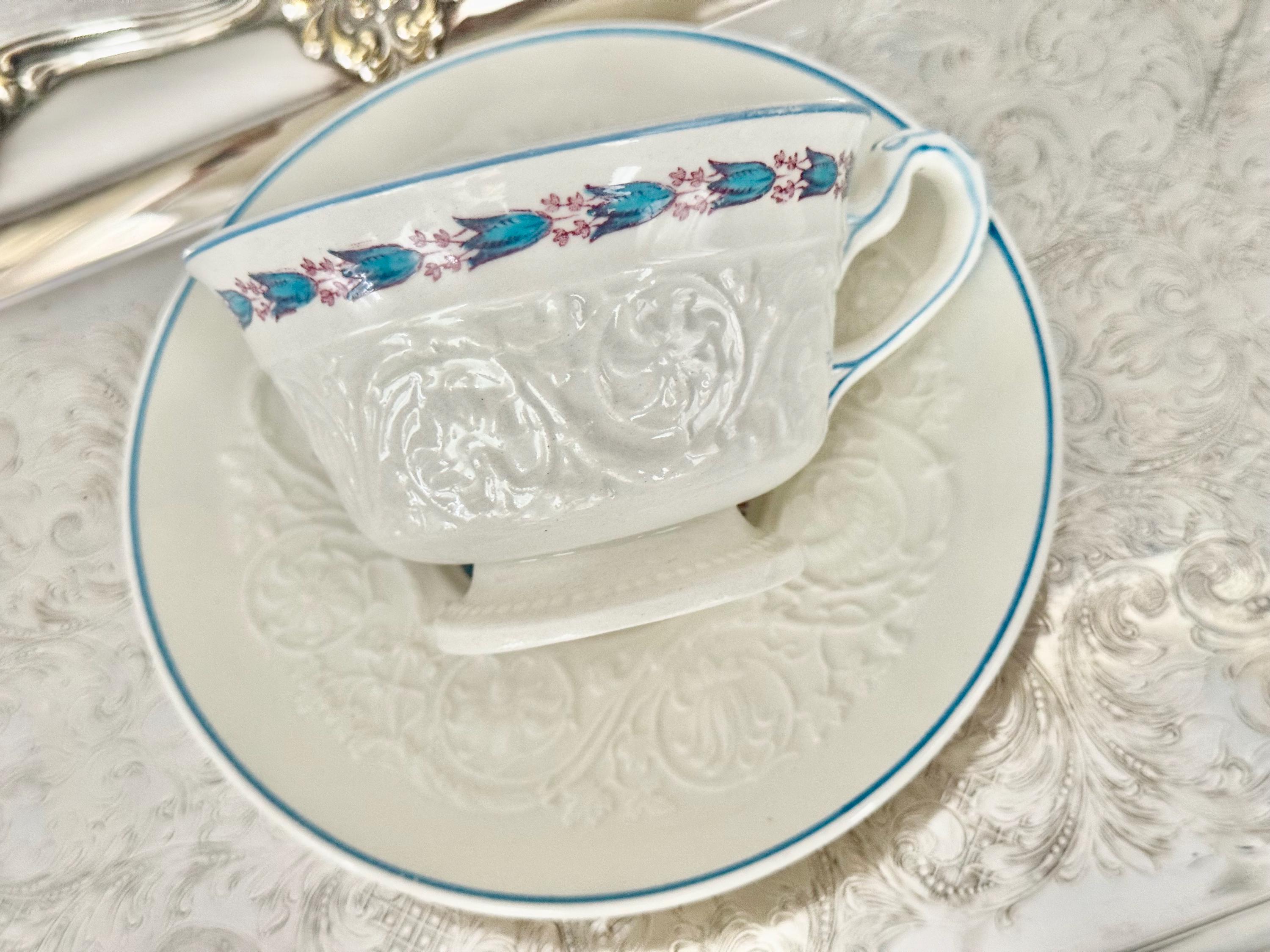 Vintage Wedgwood Patrician “Morning Glory” Embossed Teacup & Saucer – Made in England