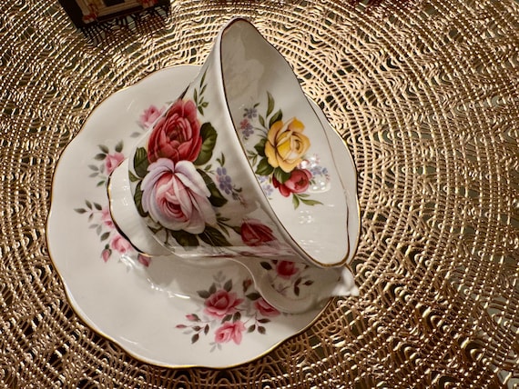 Vintage Mismatched Royal Albert Teacup and Saucer Set - Elegant Floral Design
