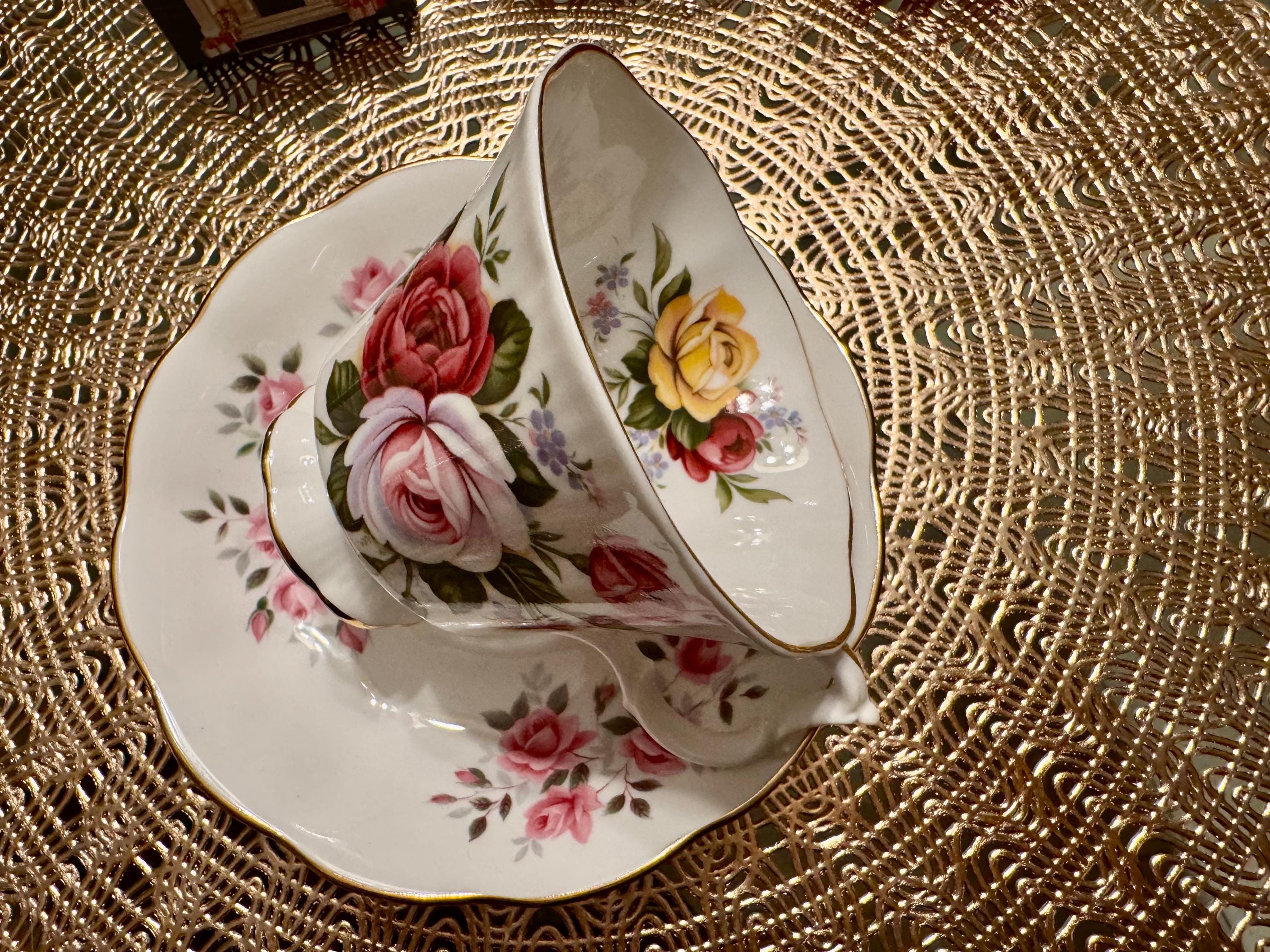 Vintage Mismatched Royal Albert Teacup and Saucer Set - Elegant Floral Design
