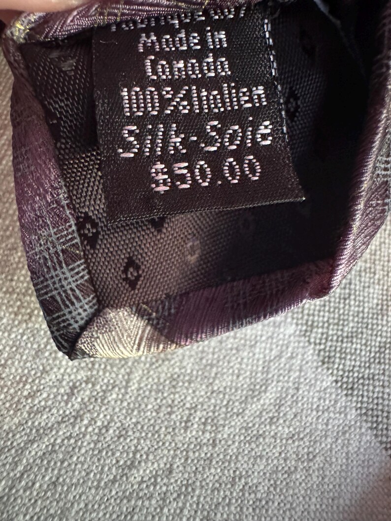 Vintage Tiziano Milano Sidenslips – Plommon Geometrisk Designer Herrslips Neckwear Kanada bild 3