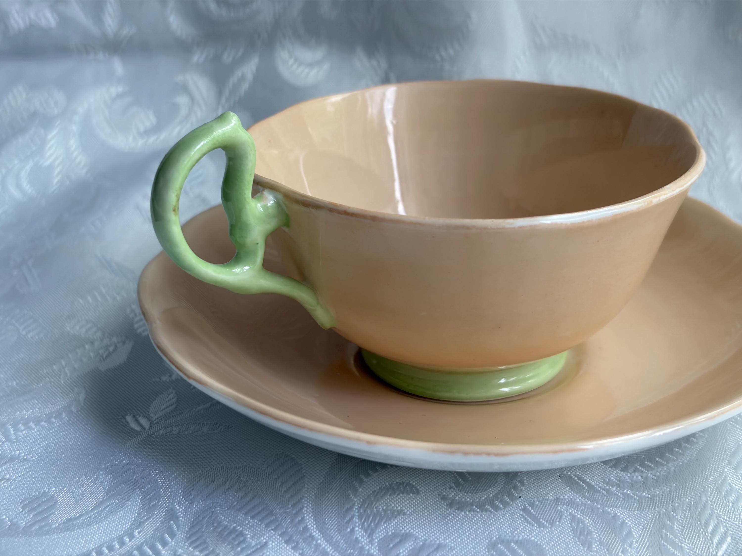 Vintage Royal Albert “Pastella” Teacup & Saucer – Peach Green Bone China – Made in England