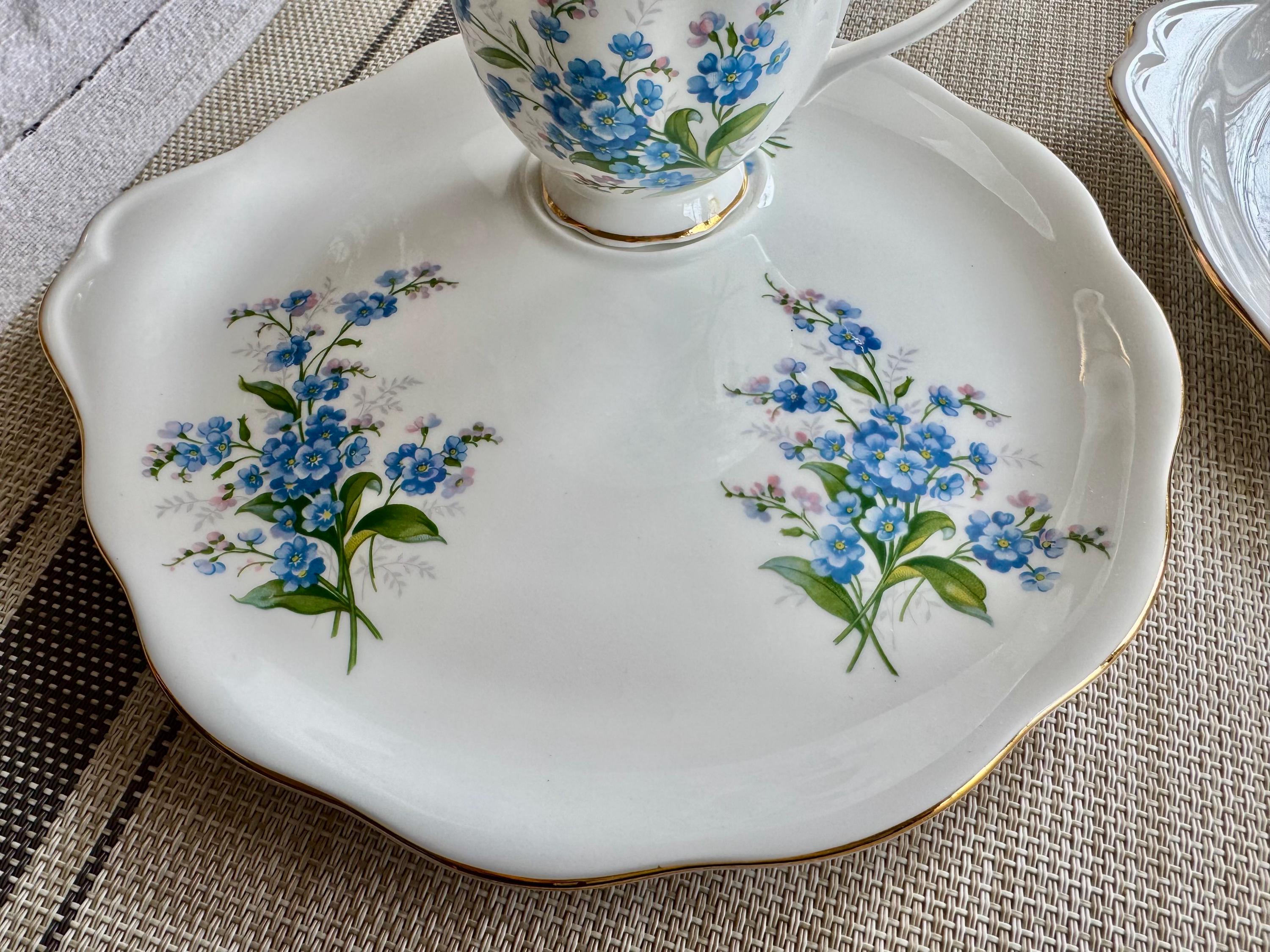 Vintage Royal Albert Forget-Me-Not Snack Set – Teacup and Handled Plate – Made in England