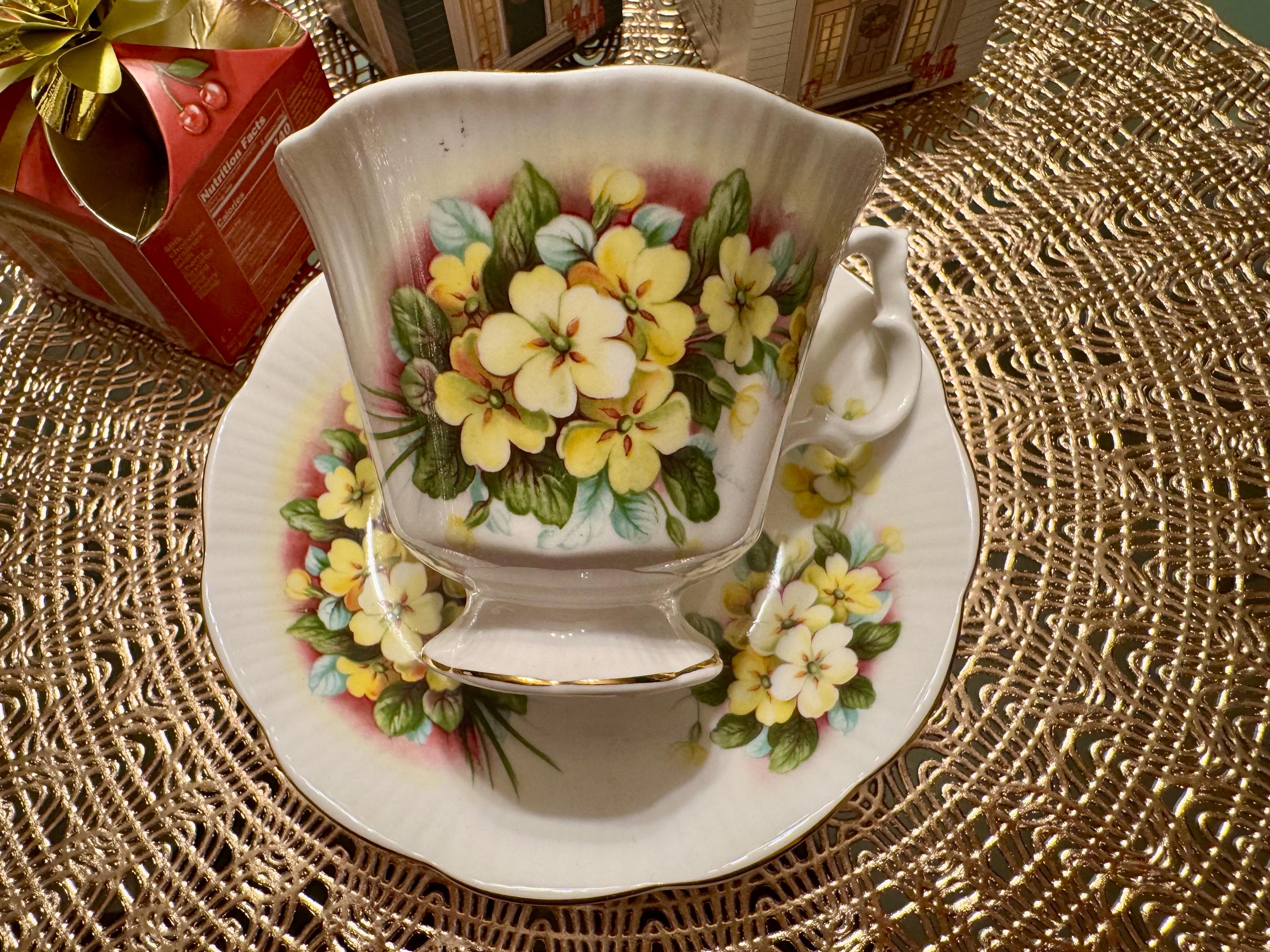 Vintage Royal Albert “Primrose” Teacup and Saucer Set - Elegant Floral Design