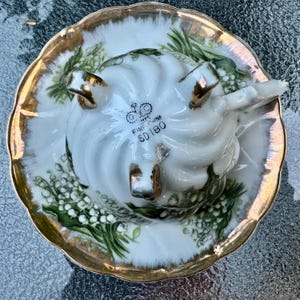 Vintage Giftcraft GC Lily of the Valley Tripod Teacup Saucer Japan Three Legged Gold Fine China bild 6