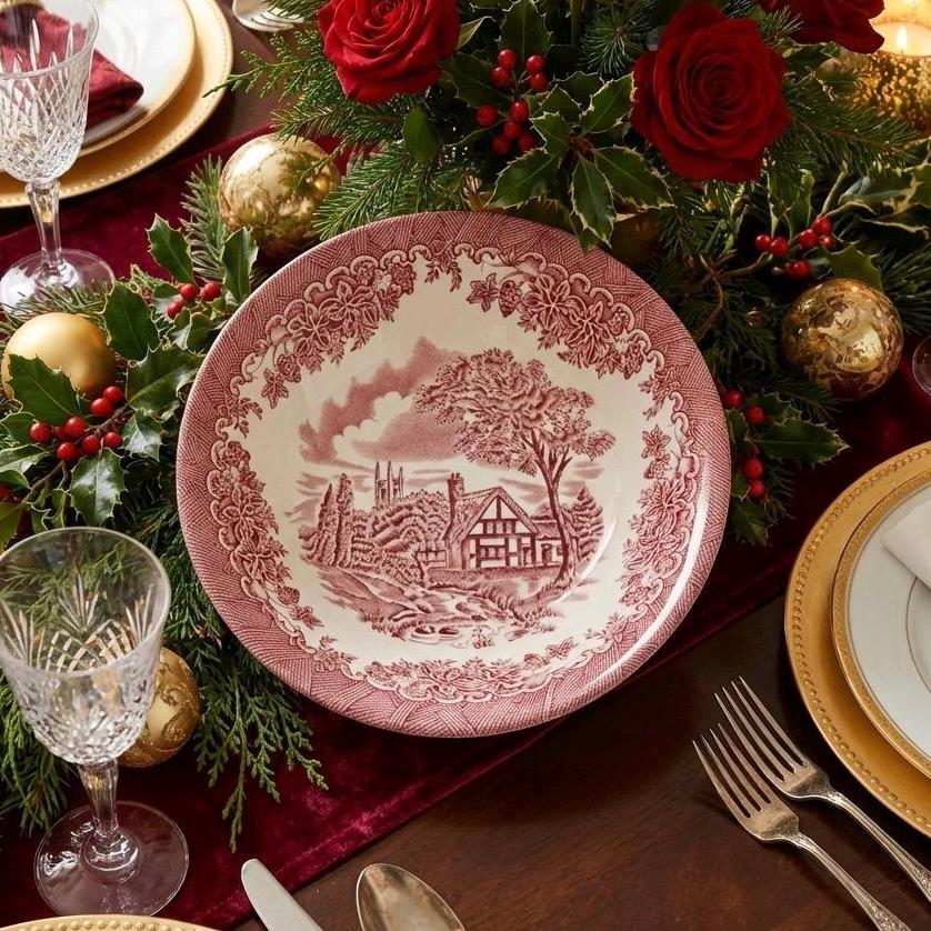 Churchill England dinnerware set - 'The Brook' in Pink