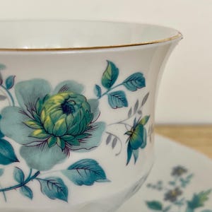 Vintage Queen Anne Bone China Cup ONLY – Teal Green Floral – England