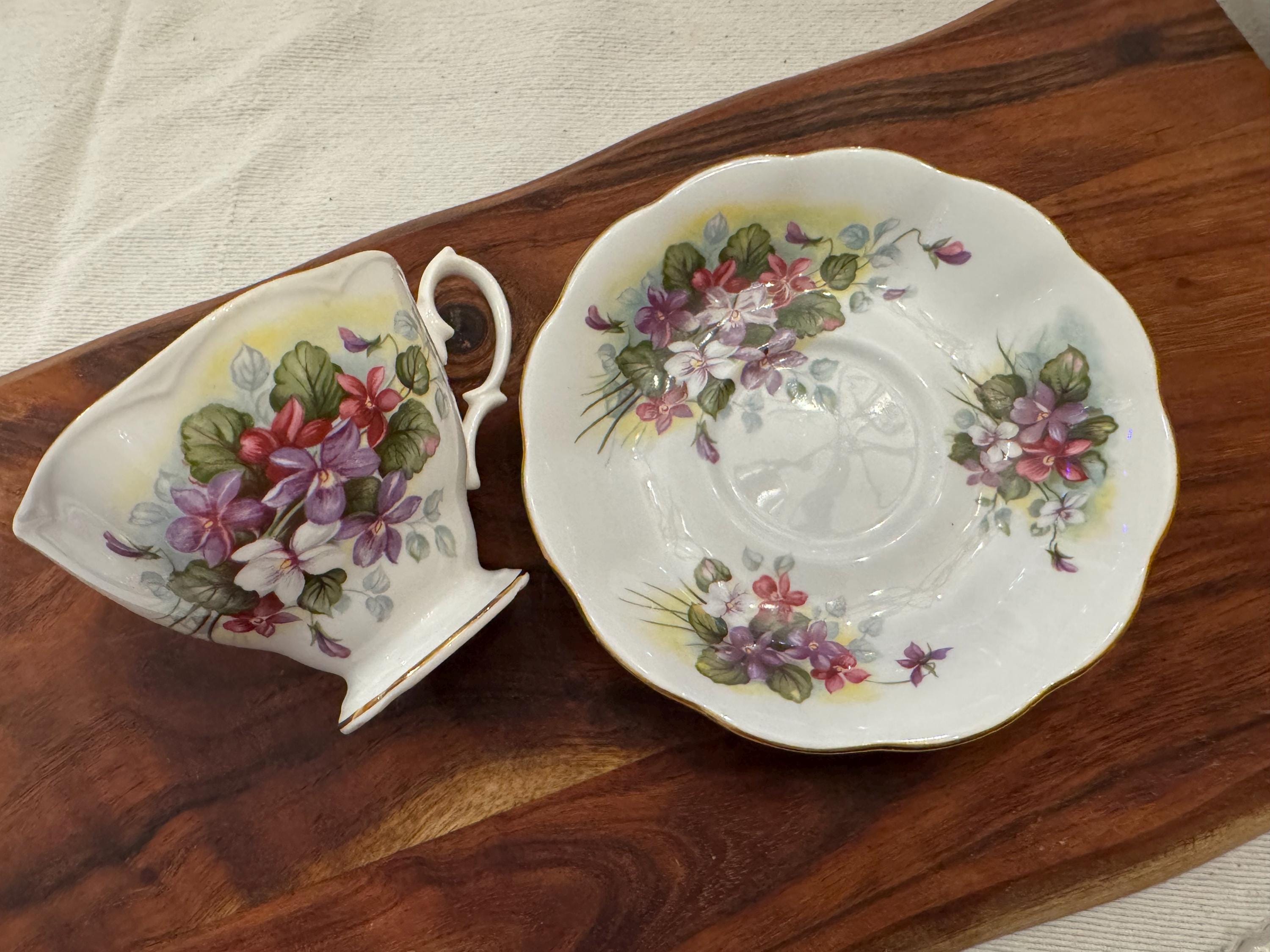 Charming Royal Albert Fine Bone China Tea Cup and Saucer – Violet Bouquet