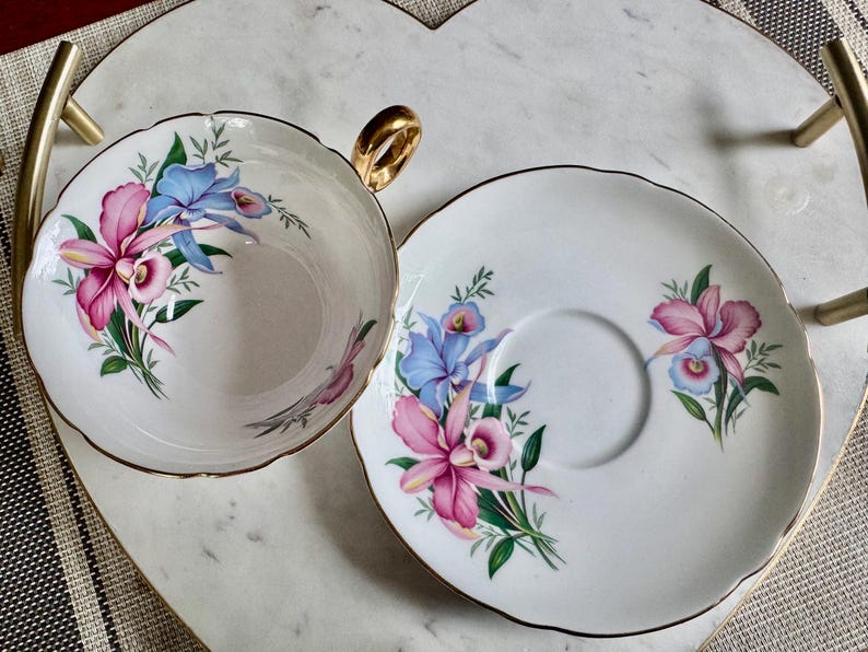 Rare Shelley England Teacup & Saucer – Pattern T2384 – Warwick Shape – Gold Trim – 1945–1966 bild 10