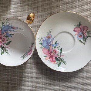 Rare Shelley England Teacup & Saucer – Pattern T2384 – Warwick Shape – Gold Trim – 1945–1966 bild 3