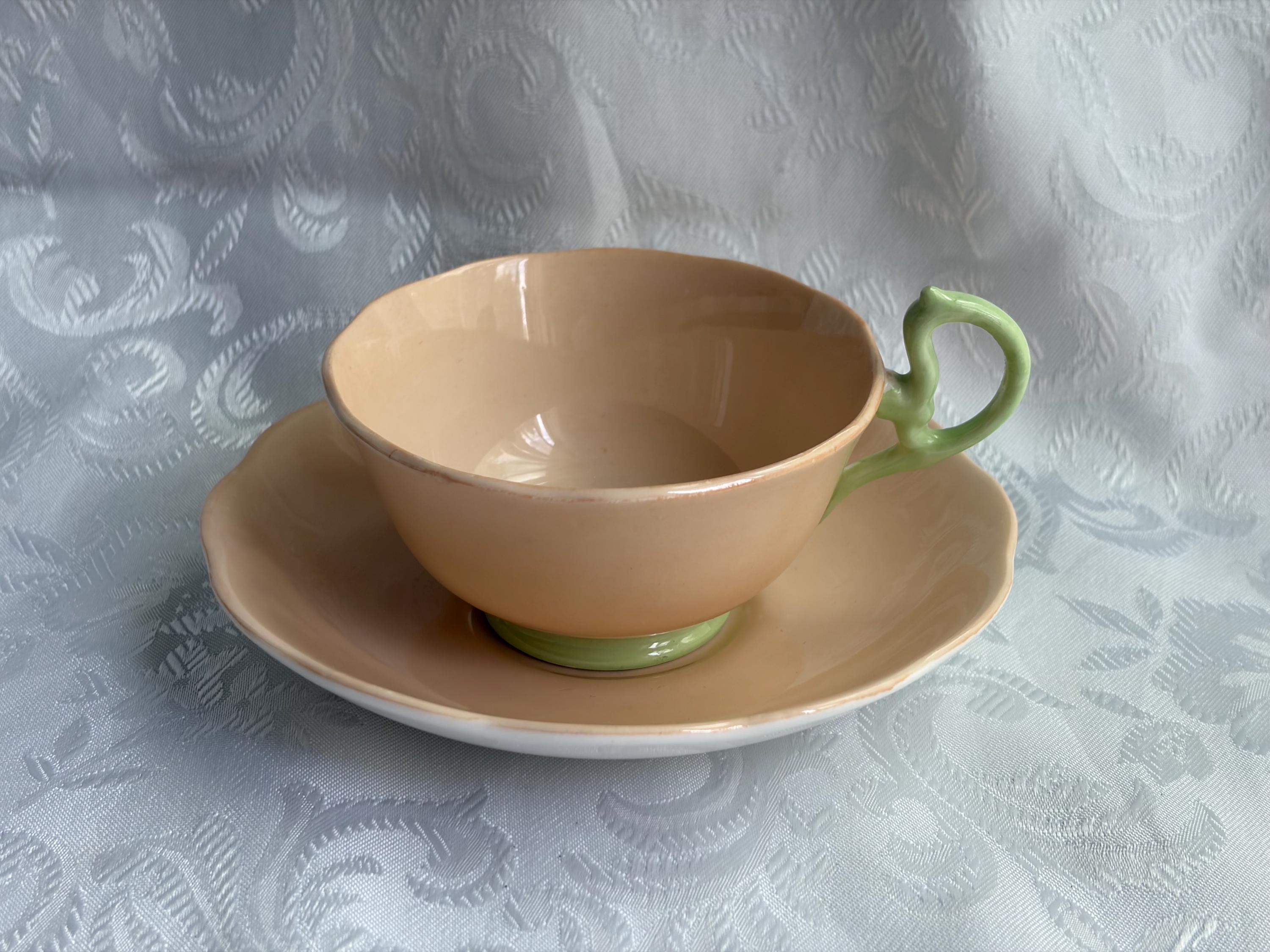 Vintage Royal Albert “Pastella” Teacup & Saucer – Peach Green Bone China – Made in England