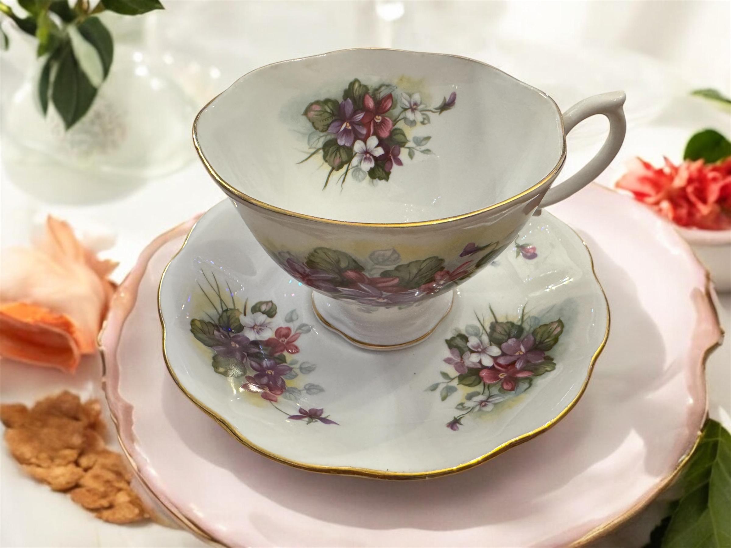 Charming Royal Albert Fine Bone China Tea Cup and Saucer – Violet Bouquet