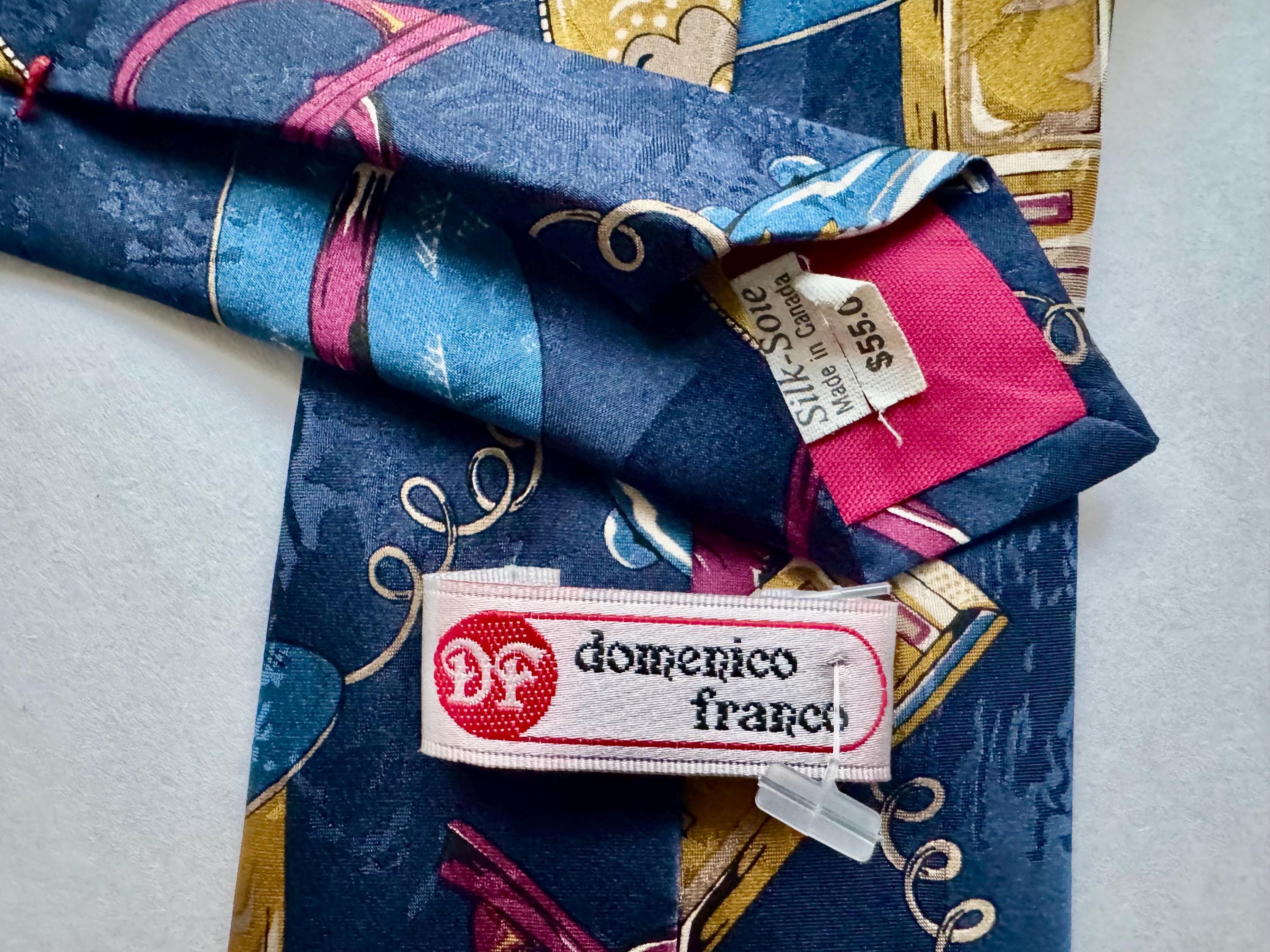 Vintage Domenico Franco 100% Silk Tie – Made in Canada – Funky Fashion Accessories Novelty Print