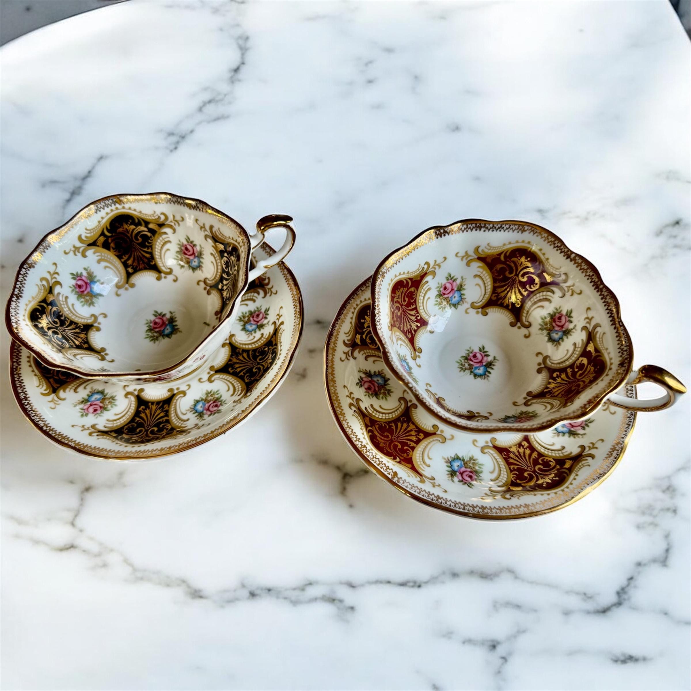 Vintage Paragon Bone China Teacup & Saucer: English Gold Scrollwork