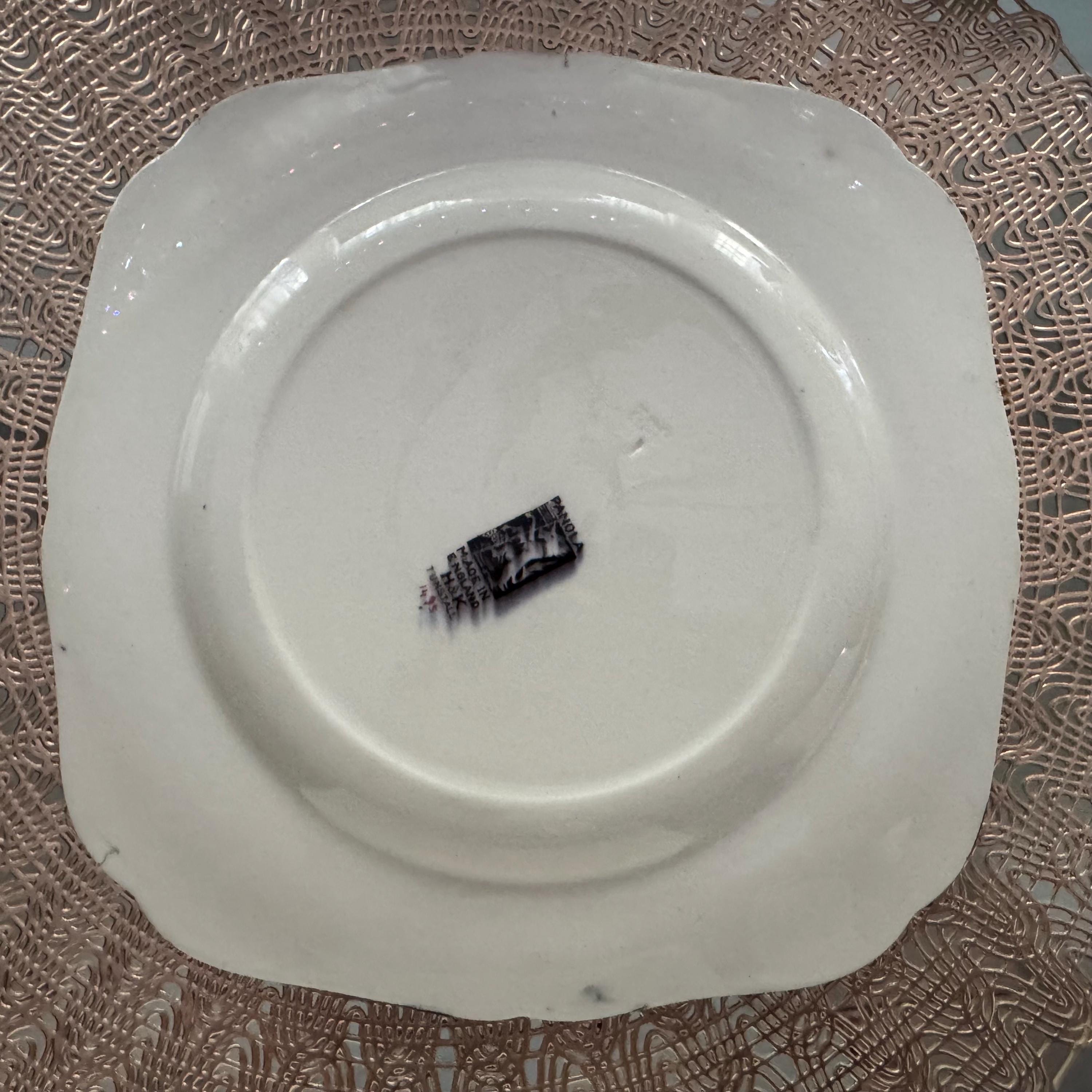 Vintage “Panola” Plate by HK Tunstall – 1930s–40s England – 8” – Maroon Floral Art Deco