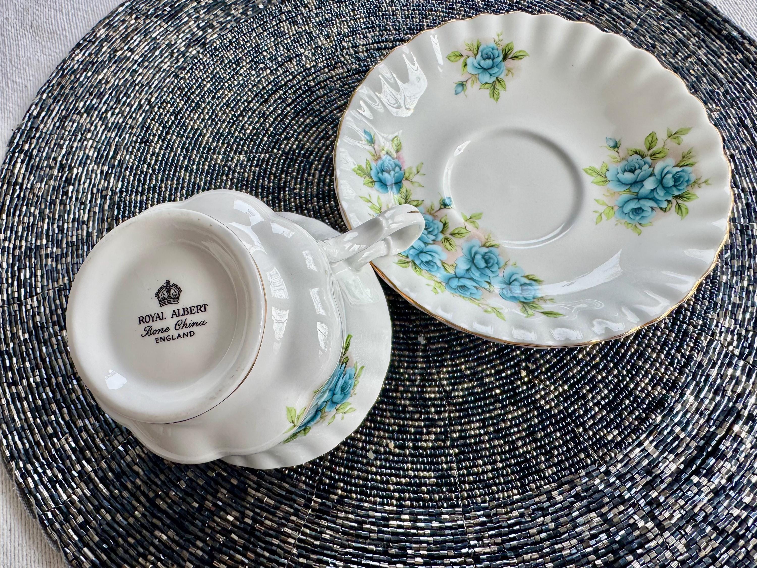 Vintage Royal Albert “Blue Roses” Bone China Teacup & Saucer – Made in England