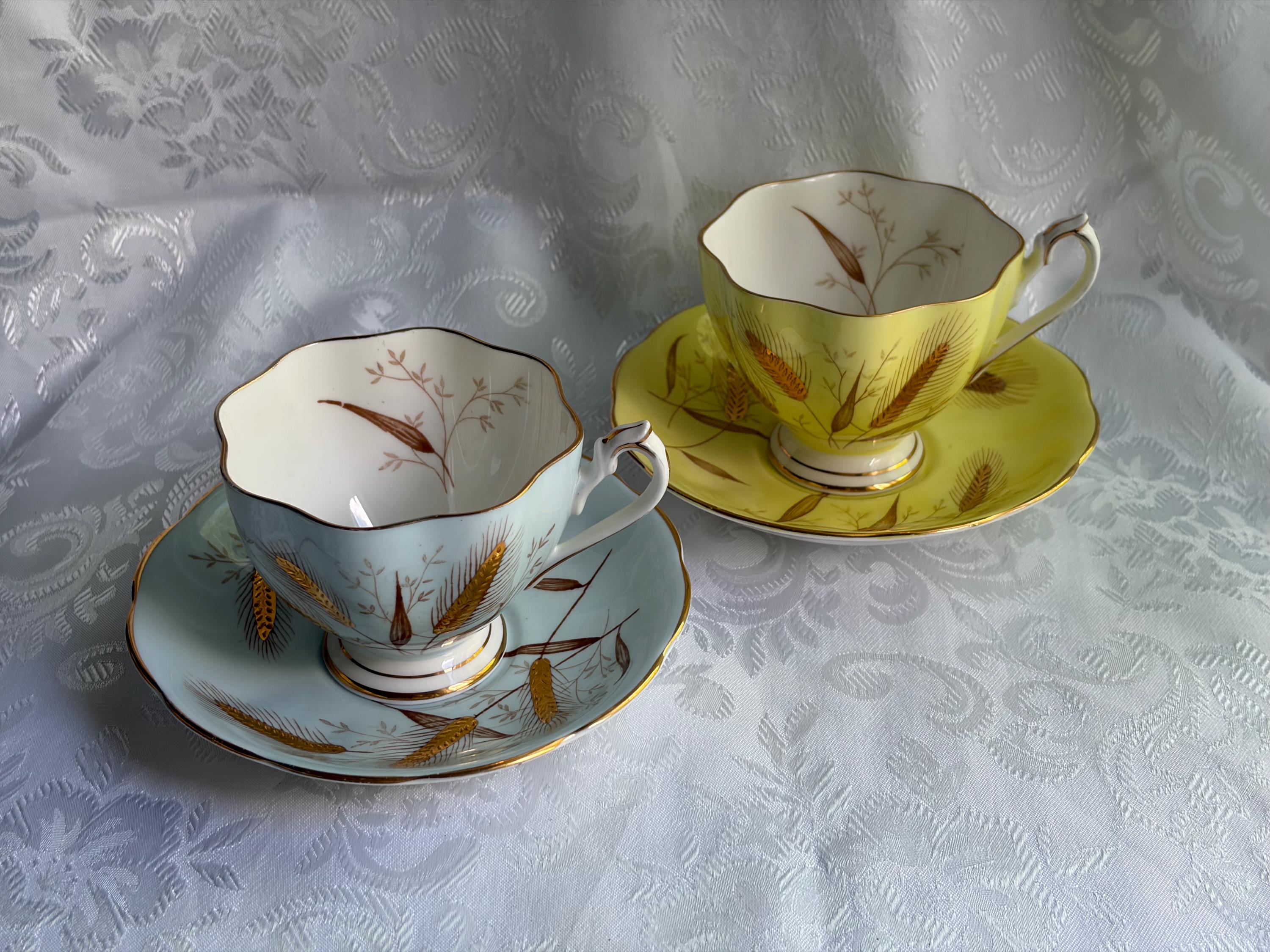 Queen Anne Fine Bone China Teacup Saucer – Wheat Pattern, Made England