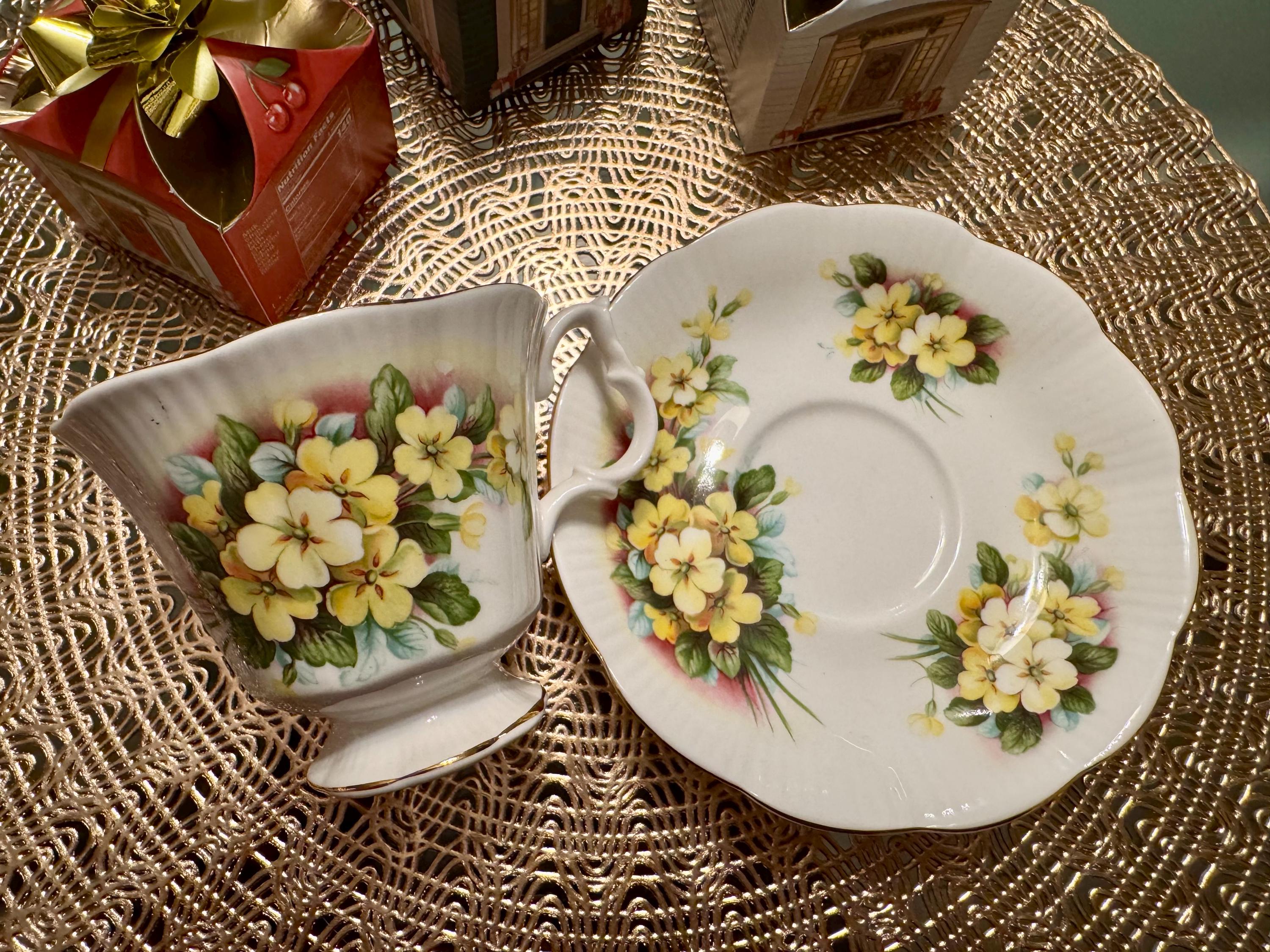 Vintage Royal Albert “Primrose” Teacup and Saucer Set - Elegant Floral Design