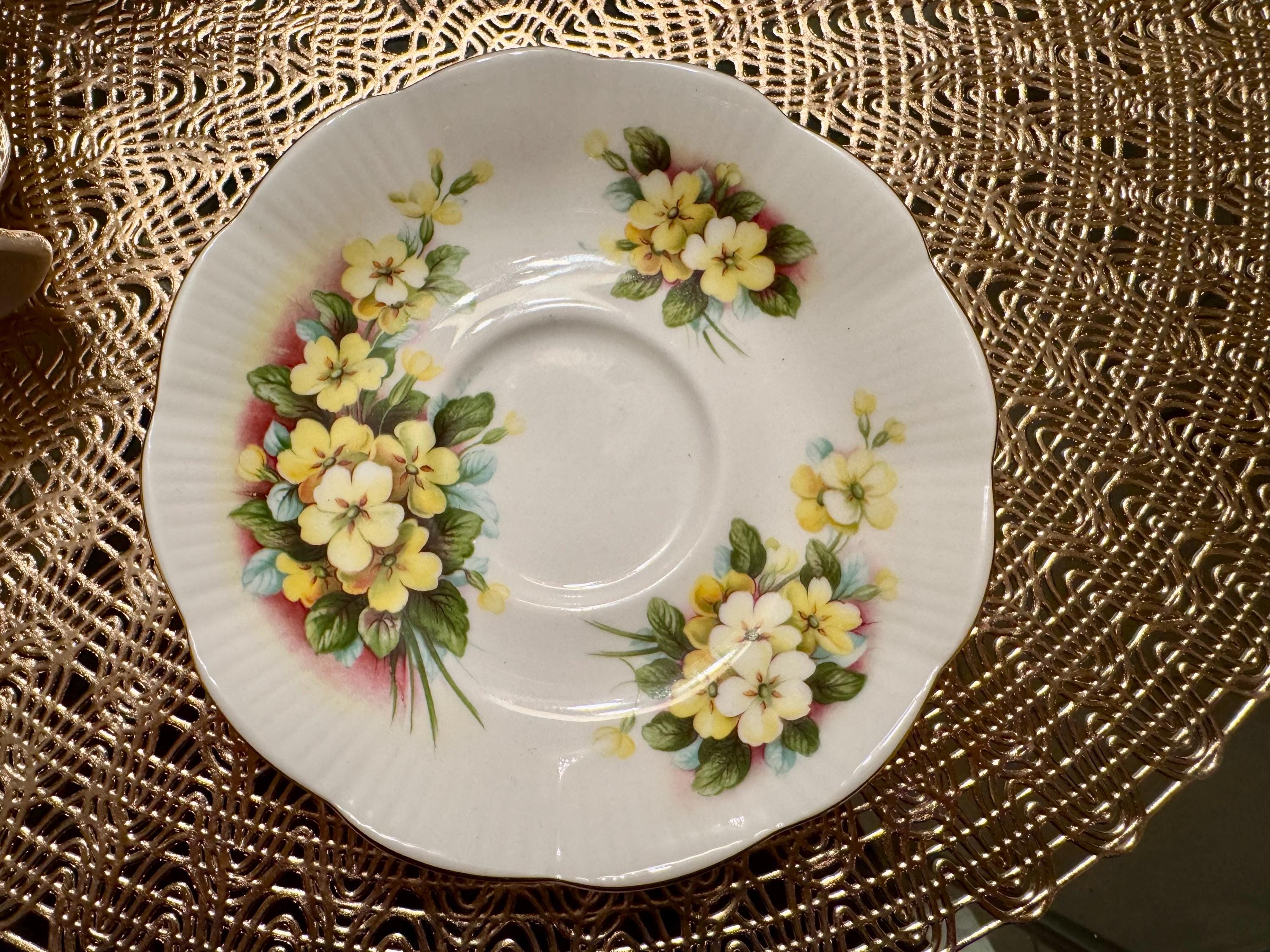 Vintage Royal Albert “Primrose” Teacup and Saucer Set - Elegant Floral Design