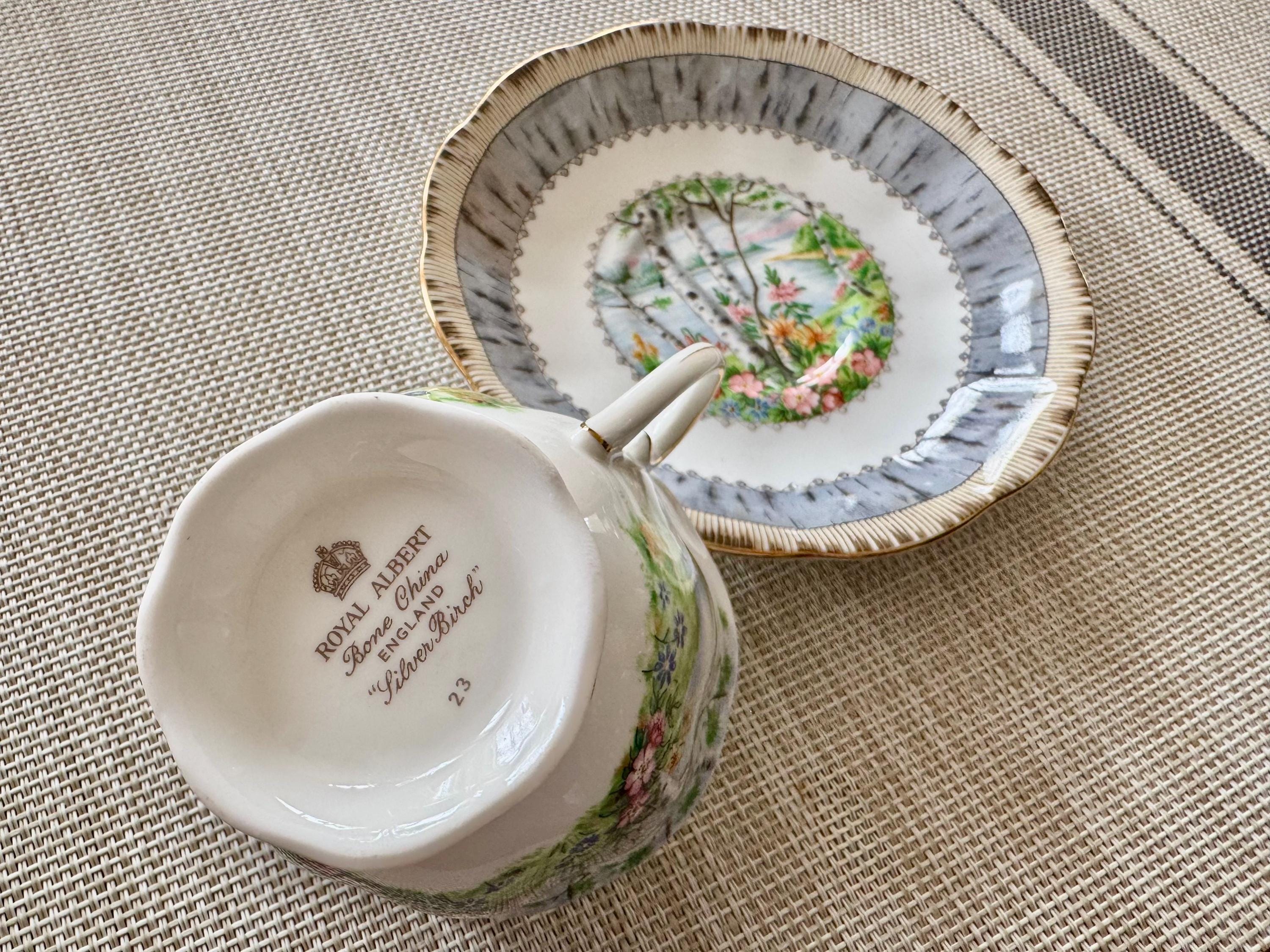 Vintage Royal Albert “Silver Birch” Bone China Teacup & Saucer – Made in England