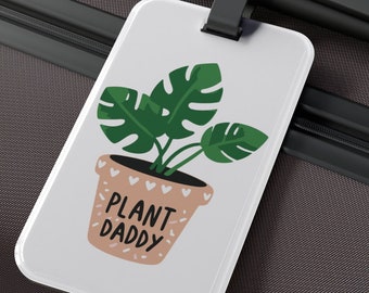 Plant Daddy Tropical Monstera Luggage Tag - Personalized Travel Accessory for Plant Lovers - Durable & Stylish Suitcase Identifier