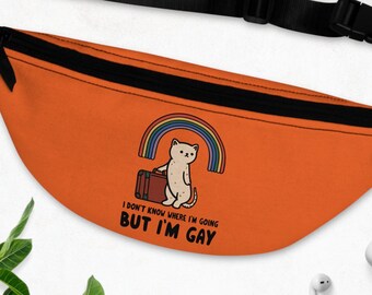 Rainbow Travel Cat Meme Shoulder Bag - LGBTQ Pride, Colorful Organizer Crossbody with Secure Zippers & Card Holders | 7 Colors | Fanny Bum