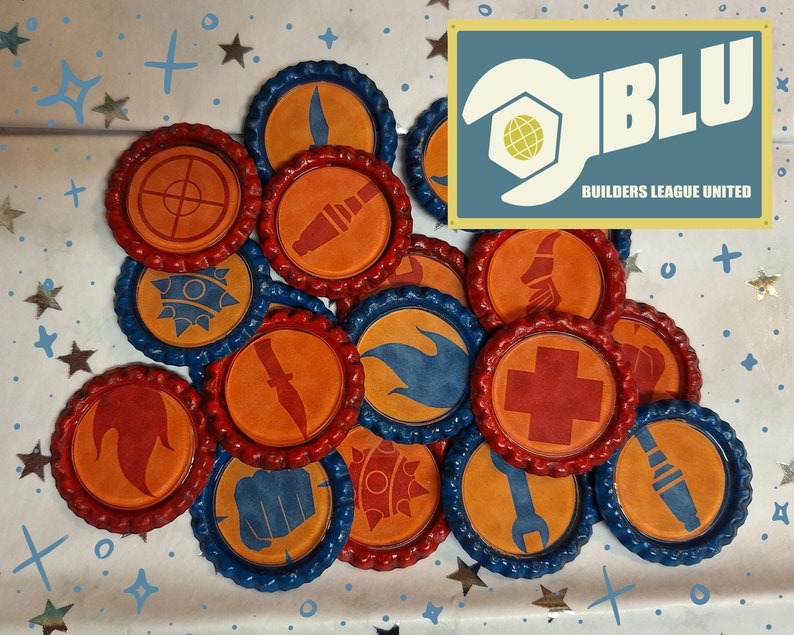 BLU Team Fortress 2 TF2 Bottle Cap Charms for Keychains, Pendants, and Pins Etsy