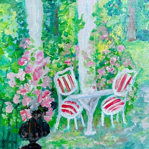 Fine Art Original Impressionist Garden Painting, 8&quot; x 10&quot;