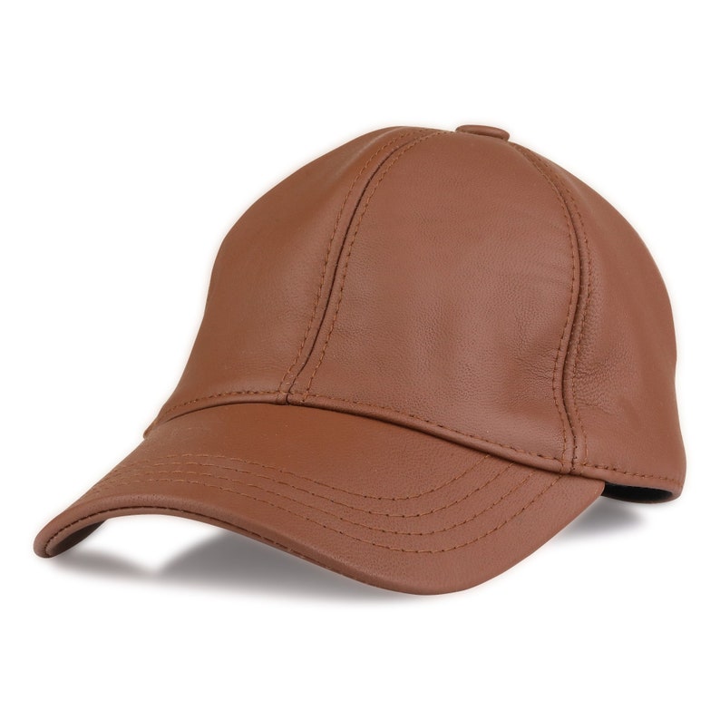 Brown Leather Baseball Capadjustable Leather Capleather Hat Etsy