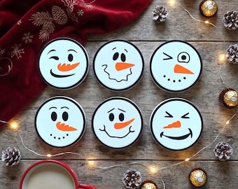 Christmas Snowman Coasters Set | Festive Christmas Drink Coasters | Winter Table Decor