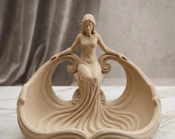 Art Nouveau 3D Printed Ring Dish | Elegant Vanity Jewellery Holder, PLA Tray