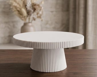Ribbed Pedestal Display Stand | Japandi Minimalist Riser | 3D Printed Fluted Holder | Modern Display
