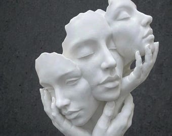 Abstract Fragmented Faces Sculpture | Greek Muse Statue, 3D Printed Decor | Modern Decor