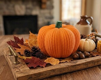 Modern Ribbed Pumpkin Decor | 3D Printed Fall Thanksgiving Table Centrepiece