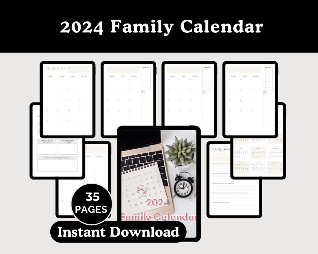 Digital Family Calendar Printable Monthly Planner (digital Download