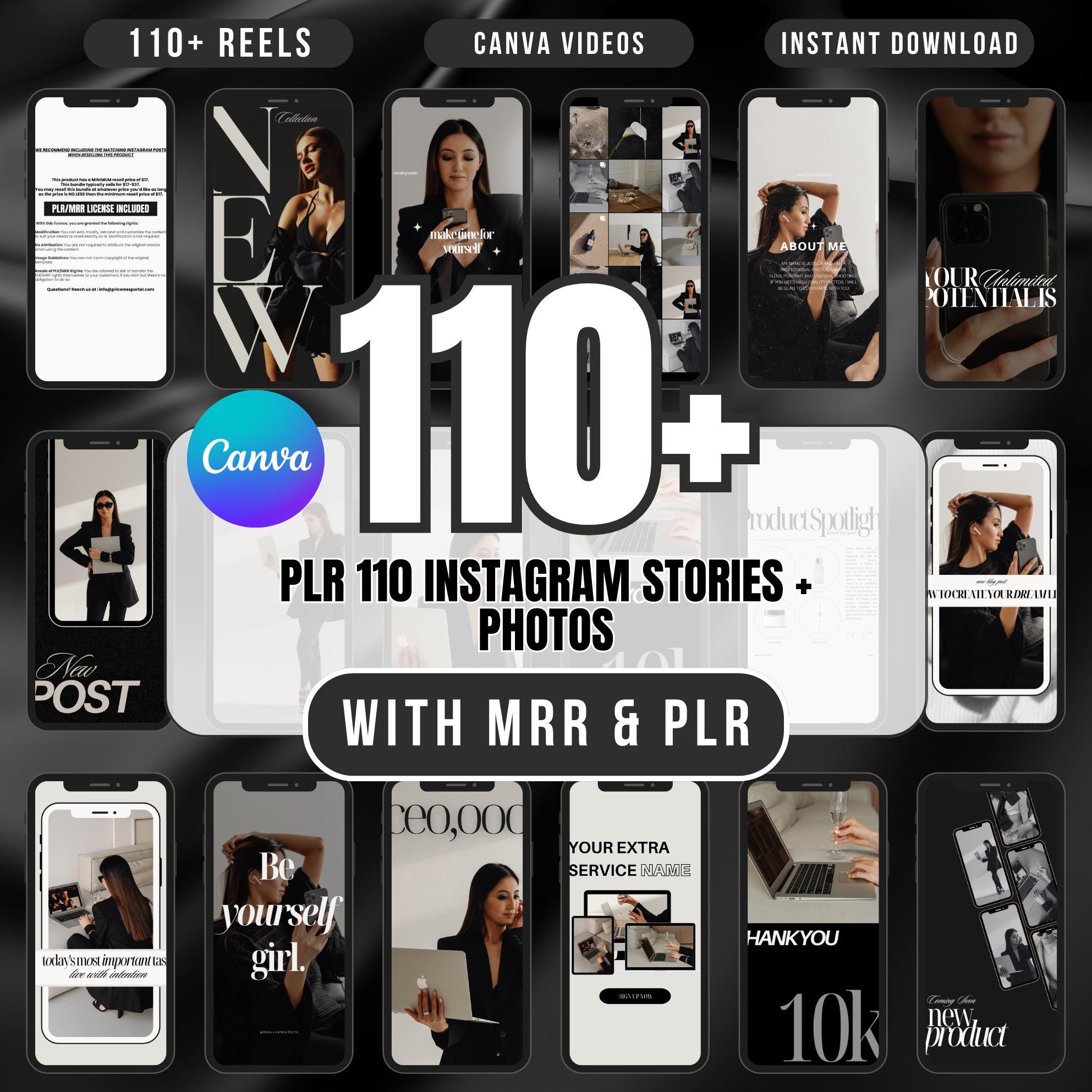110 Instagram Stories Templates: Canva Editable Social Media (digital ...