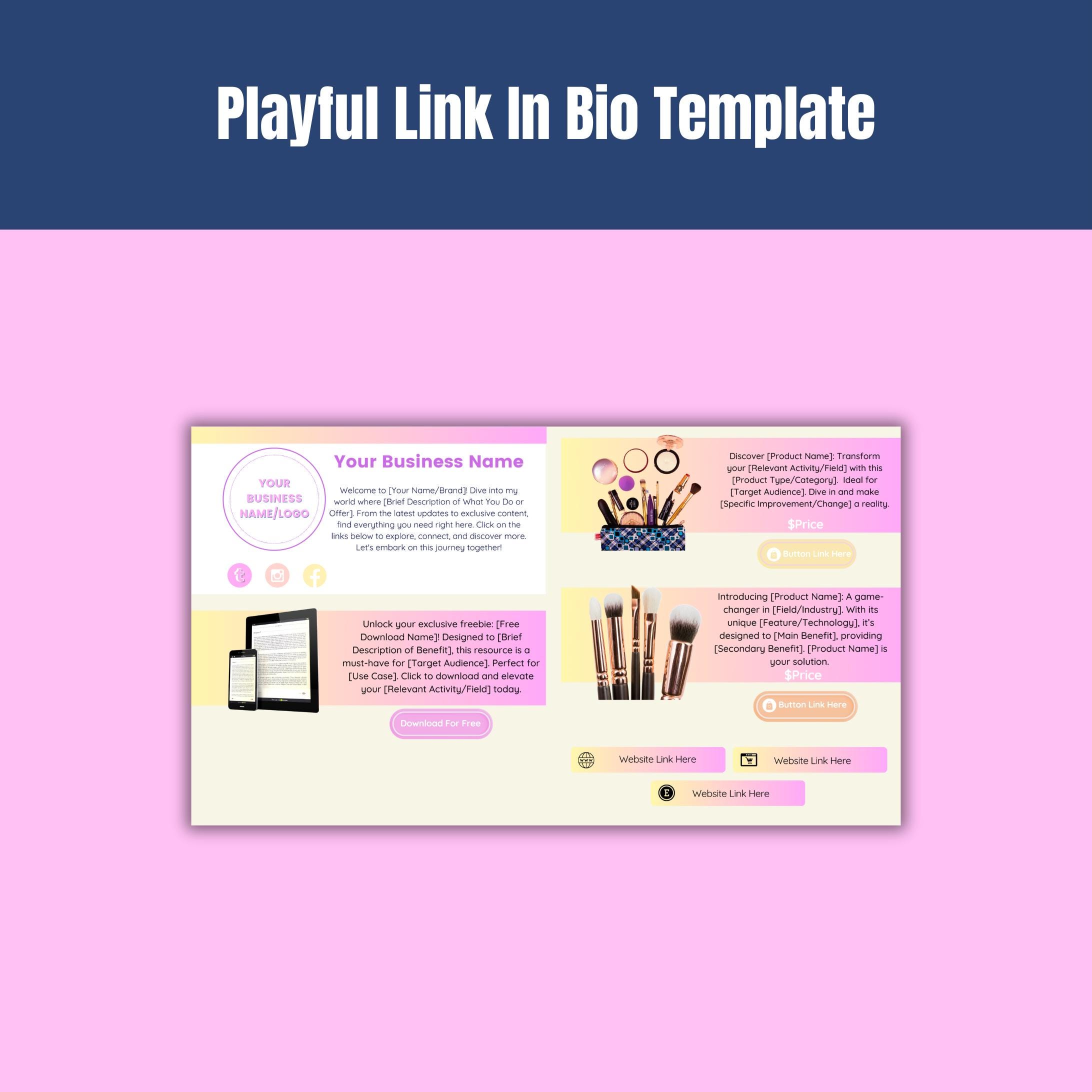 Playful Link in Bio Template: Canva Editable Business Branding (digital ...