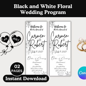 Black and White Wedding Invitation Template: Modern Canva Design (Digital)
