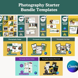 Photography Business Starter Bundle, Editable Canva Templates, Photography Marketing Kit, Pricing Guide Templates, Digital Download