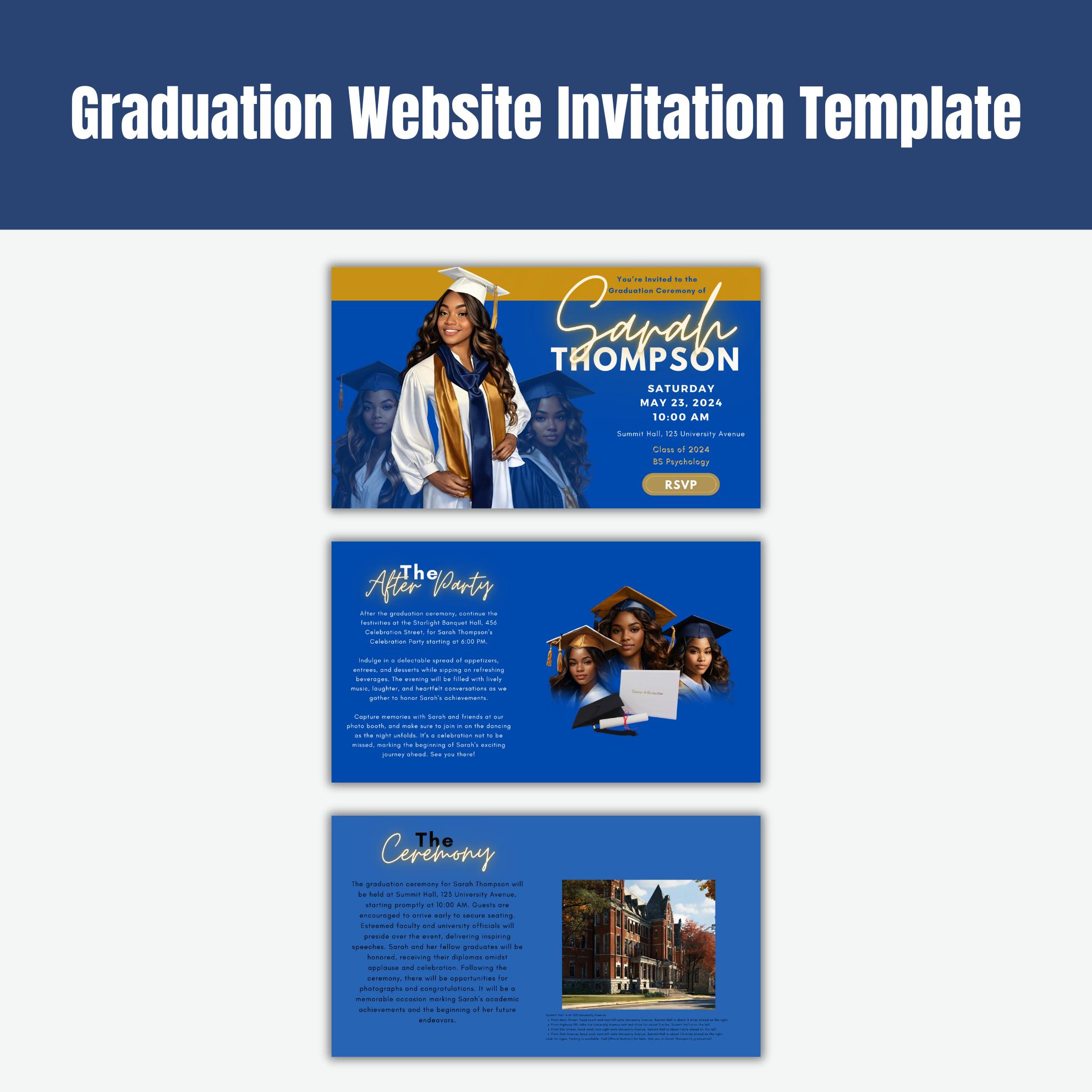 Graduation Website Invite Graduation Website & Invitation Template: Editable Canva Party ...