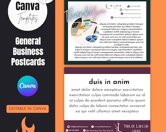 Cartes postales élégantes de remerciement pour entreprise : modèle modifiable sur toile (téléchargement numérique)