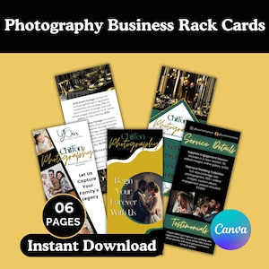 Photography Rack Card Template, Photographer Price List, Business Marketing Rack Card, Editable Canva Template, Digital Download