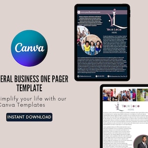 Editable Business One Pager Template: Modern Canva Design (digital ...