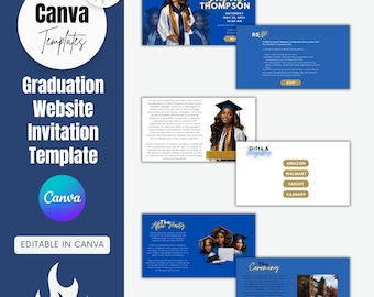 Graduation Website & Invitation Template: Editable Canva Party Templates (Instant Download)